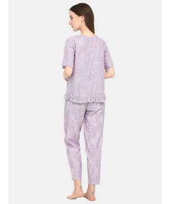 Lavender Cotton pajama night suit set 4