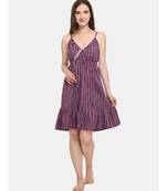 Purple Stripe Cotton Nighty