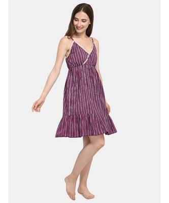 Purple Stripe Cotton Nighty 2