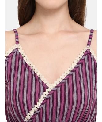 Purple Stripe Cotton Nighty 3