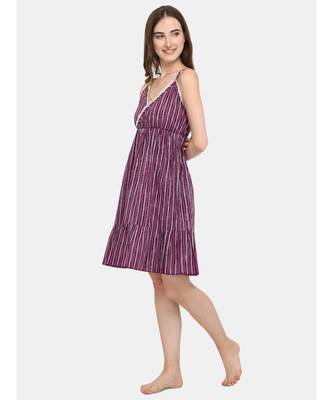 Purple Stripe Cotton Nighty 4