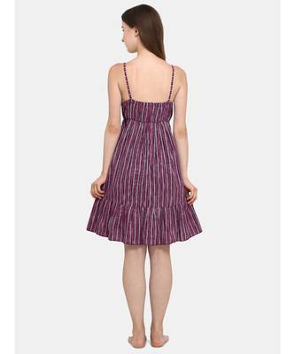 Purple Stripe Cotton Nighty 5