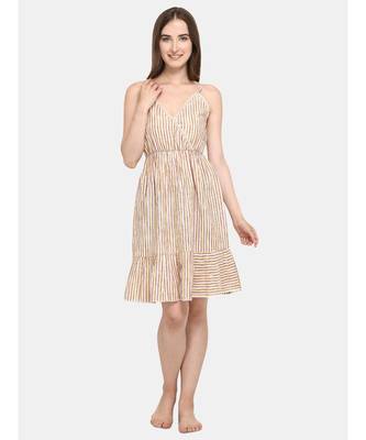 Yellow Stripe Cotton Nighty 1