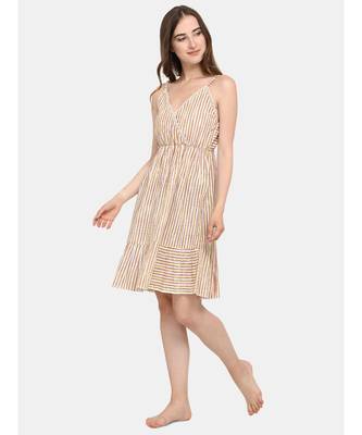 Yellow Stripe Cotton Nighty 4