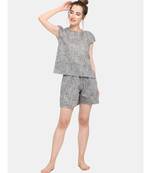 Grey Slub cotton short night suit set