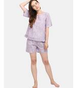 Lavender Cotton short  night suit set