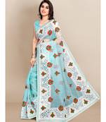 Sky Blue Organza Saree With Blouse Piece