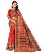 red banarasi silk saree with blouse piece