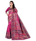 pink  banarasi silk saree with blouse piece