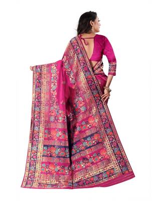 pink  banarasi silk saree with blouse piece 3