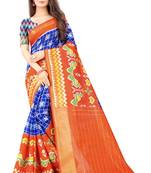 Blue Ikkat Pattu Saree with blouse