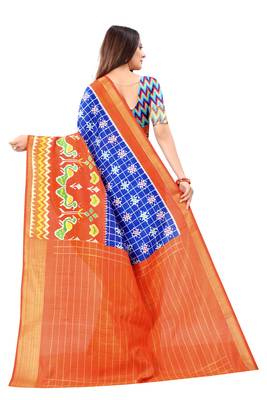 Blue Ikkat Pattu Saree with blouse 2