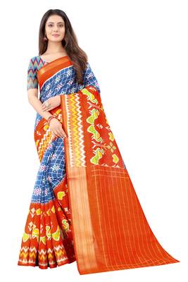 Grey Ikkat Pattu Saree with blouse 1