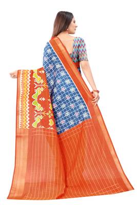 Grey Ikkat Pattu Saree with blouse 2