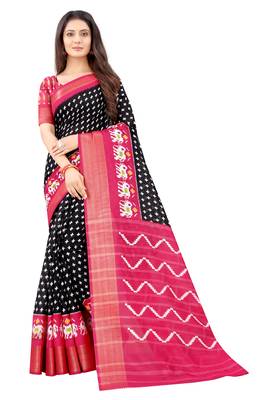 Black Ikkat Pattu Saree with blouse 1
