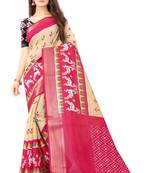 Beige Ikkat Pattu Saree with blouse