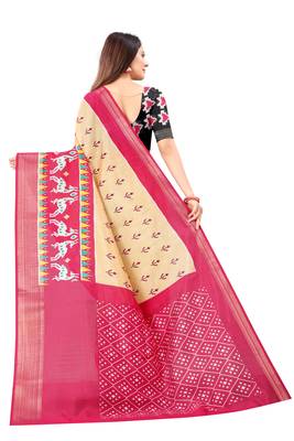 Beige Ikkat Pattu Saree with blouse 2