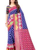 Blue Ikkat Pattu Saree with blouse