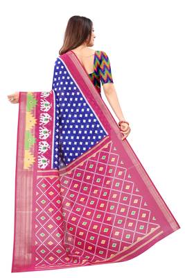 Blue Ikkat Pattu Saree with blouse 2
