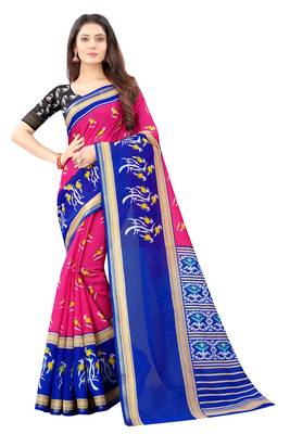 Pink Ikkat Pattu Saree with blouse 1