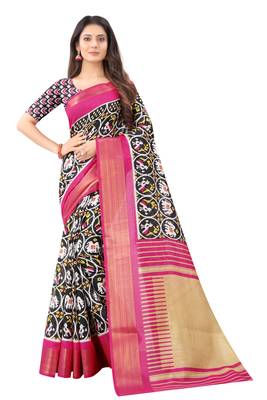 Black Ikkat Pattu Saree with blouse 1