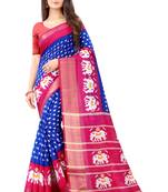 Blue Ikkat Pattu Saree with blouse