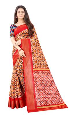 Peach Ikkat Pattu Saree with blouse 1
