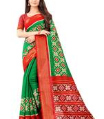 Green Ikkat Pattu Saree with blouse