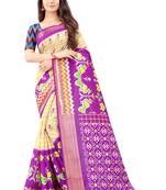 Beige Ikkat Pattu Saree with blouse