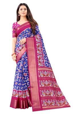 Blue Ikkat Pattu Saree with blouse 1