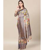 Grey Colour Silk Blend Thread Work Daily & Party Wear With Blouse Saree