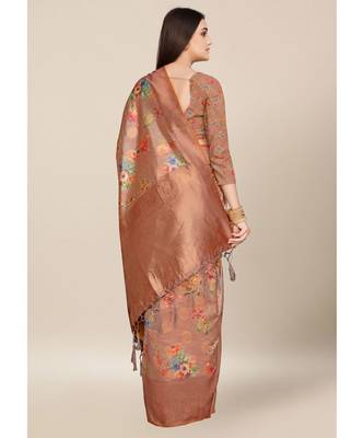 Brown Colour Silk Blend Thread Work Daily & Party Wear With Blouse Saree 3