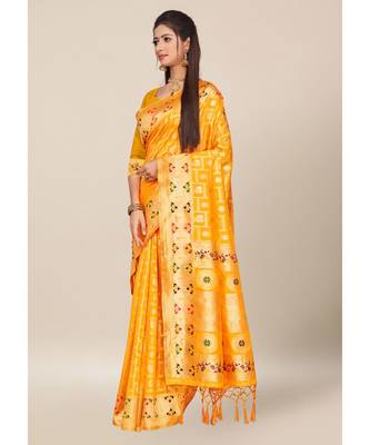 Orange Colour Silk Blend Thread Work Daily & Party Wear With Blouse Saree 1