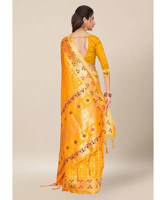 Orange Colour Silk Blend Thread Work Daily & Party Wear With Blouse Saree 3