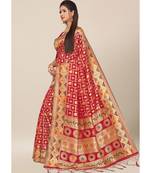 Red Colour Silk Blend Thread Work Daily & Party Wear With Blouse Saree