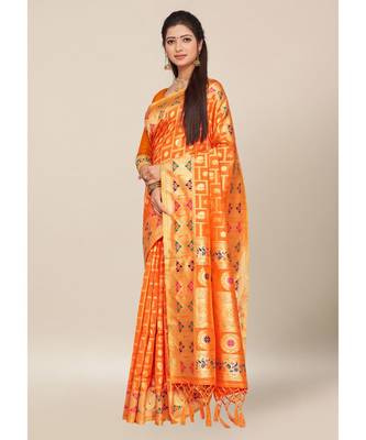 Grey Colour Silk Blend Thread Work Daily & Party Wear With Blouse Saree 1