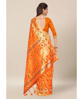 Grey Colour Silk Blend Thread Work Daily & Party Wear With Blouse Saree 4