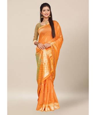 Peach Colour Cotton  Thread Work Daily & Party Wear With Blouse Saree 1