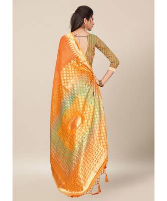 Peach Colour Cotton  Thread Work Daily & Party Wear With Blouse Saree 2