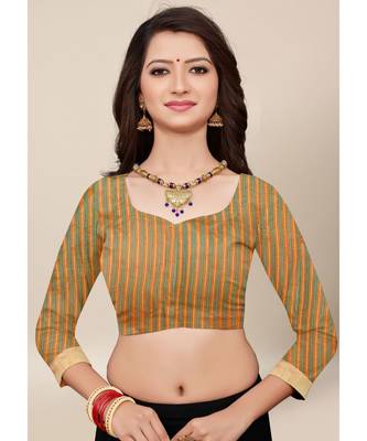 Peach Colour Cotton  Thread Work Daily & Party Wear With Blouse Saree 3