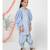 Balloon Sleeve Blue Patiyala Kurta Set for Girls