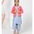 Blue Patiyala and Pink Jacket Set for Girls