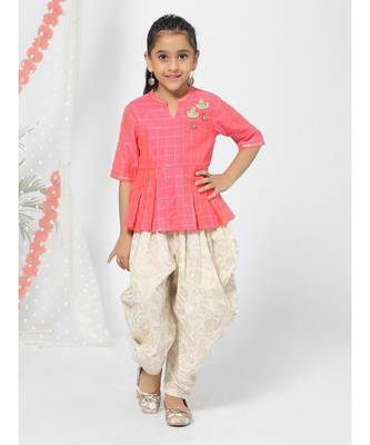 Peplum Style Fuchsia Patiyala Kurta for Girls 1