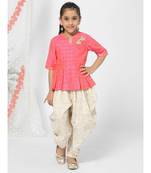 Peplum Style Fuchsia Patiyala Kurta for Girls