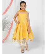 Yellow Anarkali Kurti Patiyala Set for Girls