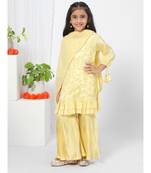 Yellow Ruffled Kurta Sharara Set for Girls