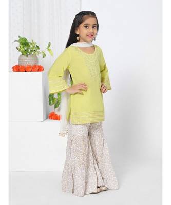 Fish Sleeve Yellow Sharara Set for Girls 3