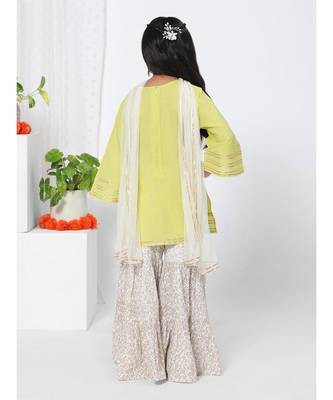 Fish Sleeve Yellow Sharara Set for Girls 4