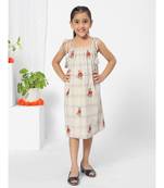 Checkered Knot Off White Dress for Girls