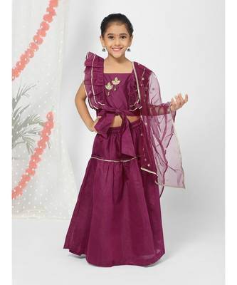 Fuchsia Embroidered Lehenga Choli for Girls 1
